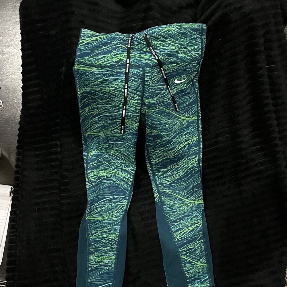 Nike women’s Teal and Lime Patterned Leggings